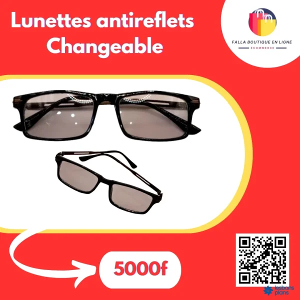 Lunettes Antireflets changeable