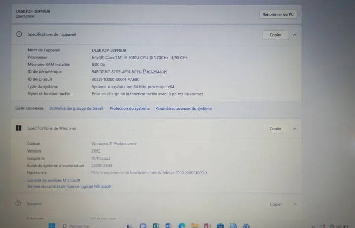 PC Portable Lenovo ThinkPad Tactile - Intel i3 / 8Go RAM / 500Go SSD. — photo 2