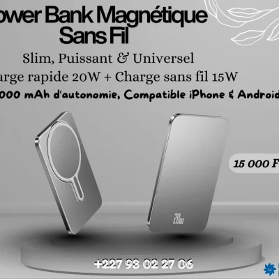 Power Bank Magnétique Sans Fil – Slim, Puissant & Universel