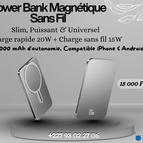 Power Bank Magnétique Sans Fil – Slim, Puissant & Universel