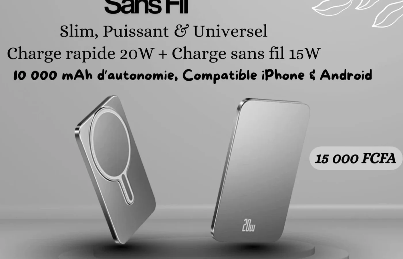 Power Bank Magnétique Sans Fil – Slim, Puissant & Universel — photo 1